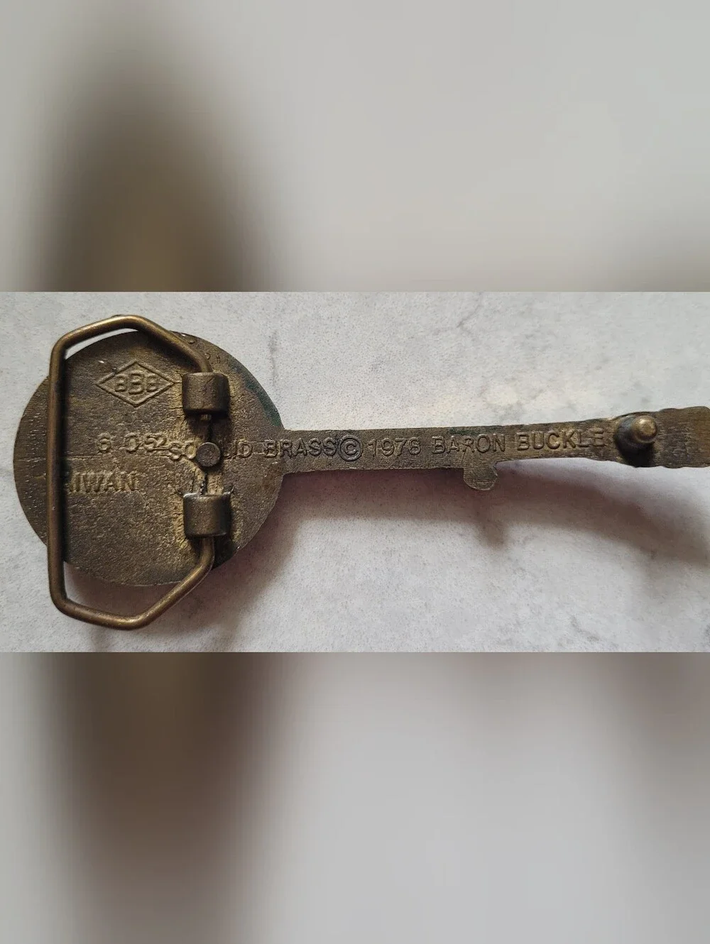 Vintage 1978 Solid Brass Banjo Belt Buckle